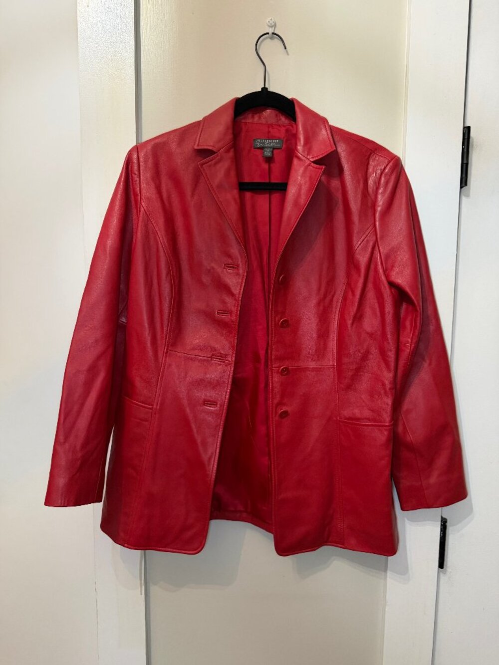 Classiques Entier Nordstrom Red Leather Blazer Jacket Petite M Like New